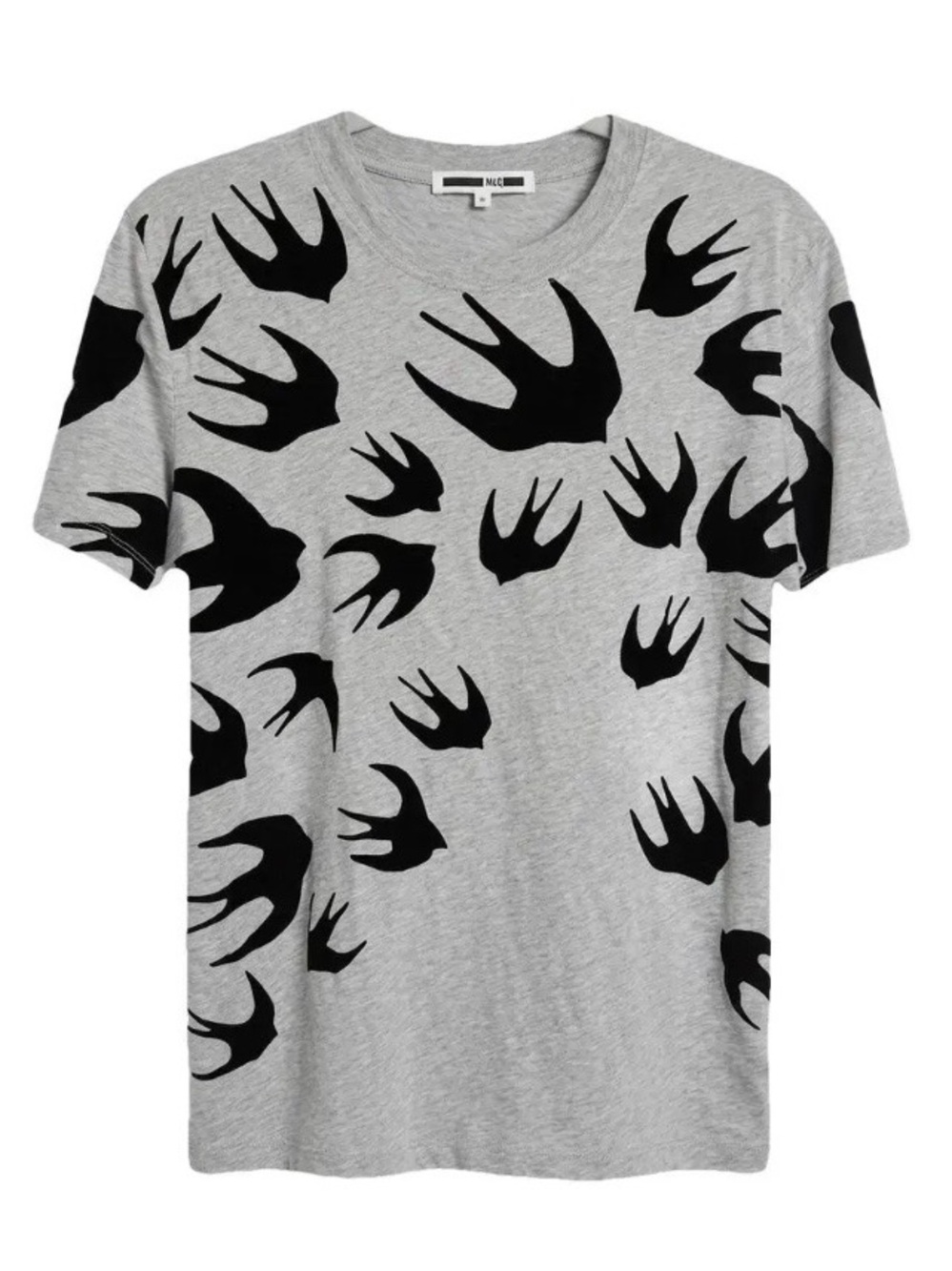 MCQ Alexander McQueen Swallow Print Tee Grey Black S Unisex